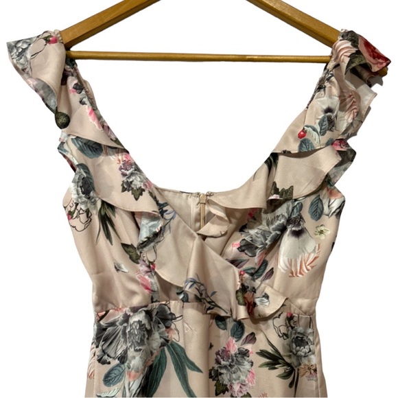 Revolve Majorelle Salsa Dress Blush Pink Floral Print Mini Dress Ruffled Medium - Picture 4 of 16